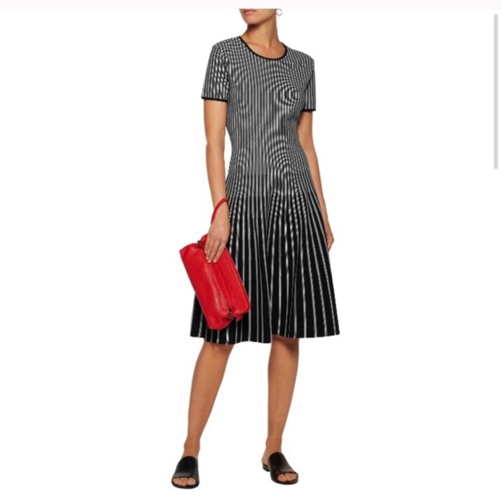 Tomas Maier Stripe Knit Fit and Flare Dress